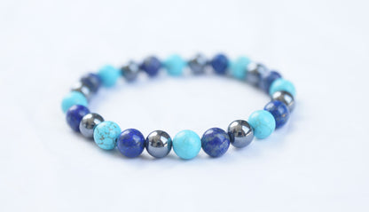 Turquoise, Lapis Lazuli, & Hematite Pain Relief Bracelet