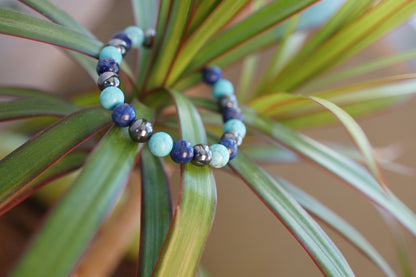 Turquoise, Lapis Lazuli, & Hematite Pain Relief Bracelet