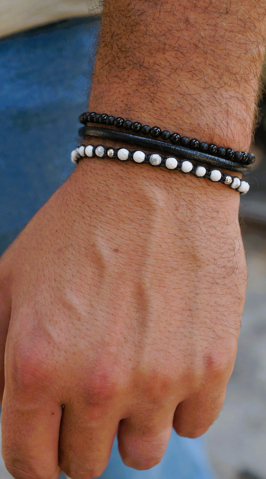 Howlite & Onyx Calming & Protection Bracelets Set