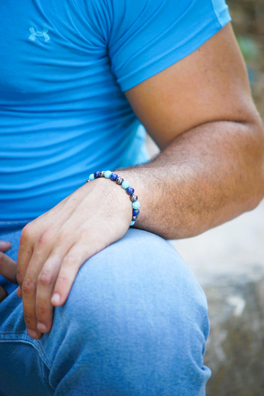 Turquoise, Lapis Lazuli, & Hematite Pain Relief Bracelet