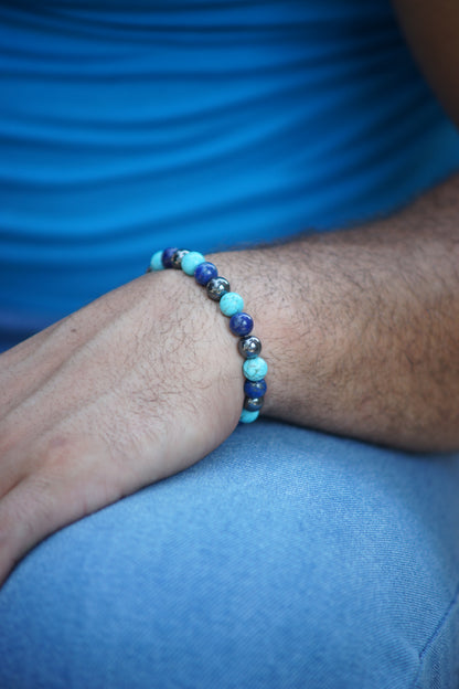 Turquoise, Lapis Lazuli, & Hematite Pain Relief Bracelet