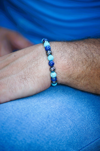 Turquoise, Lapis Lazuli, & Hematite Pain Relief Bracelet