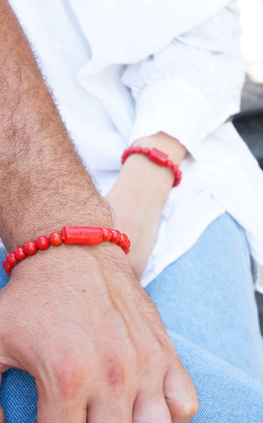 Red Coral Couple Bracelets