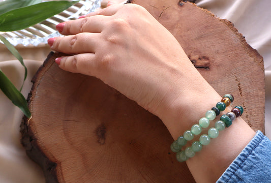 Moss Agate & Green Aventurine Bracelets