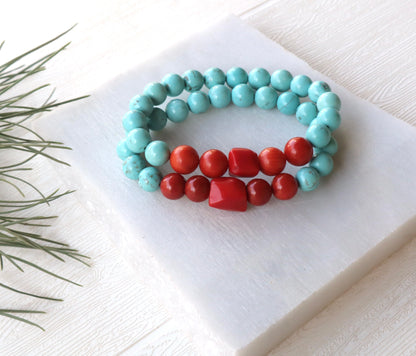 Coral & Turquoise Emotional Healing & Strength Bracelet