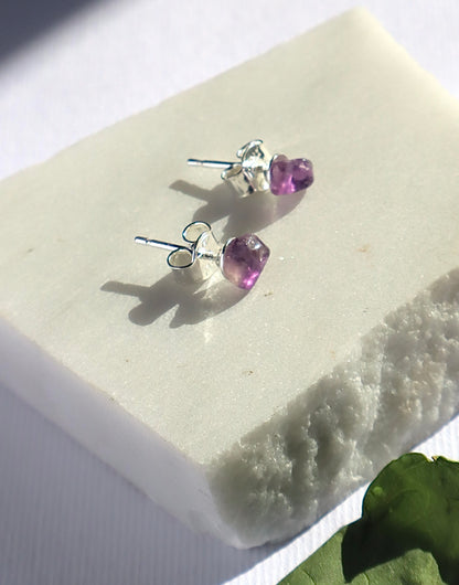 Amethyst, Aquamarine, & Rose Quartz Love, Tranquility, & Stress Relief 925 Sterlings Silver Stud Earrings