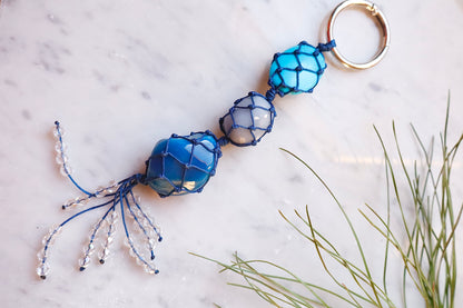 Turquoise, Angelite, & Blue Agate Car Mirror Charm