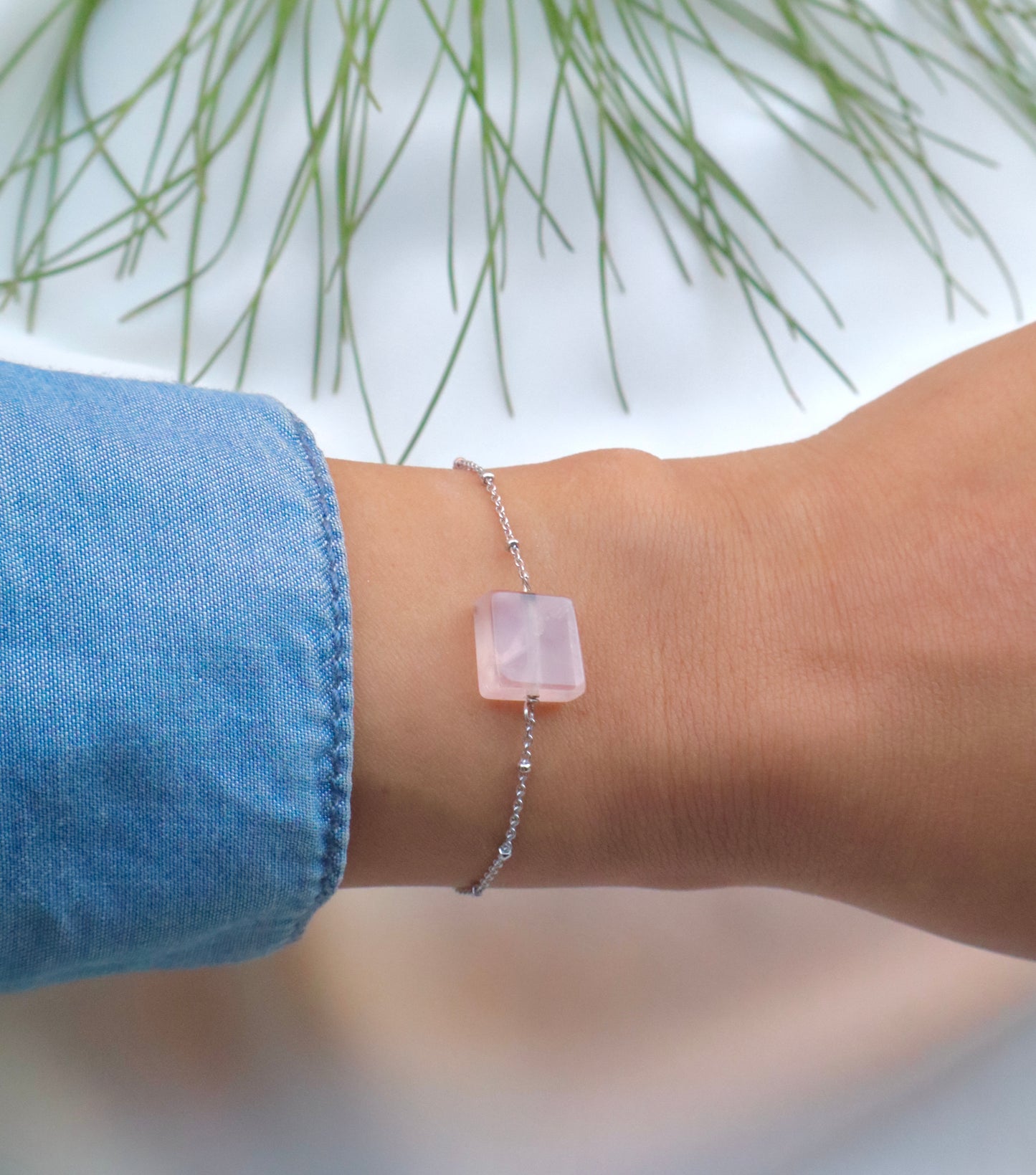 Pink Opal, Moonstone, Amethyst, & Rose Quartz with 925 Sterling Silver Bracelets