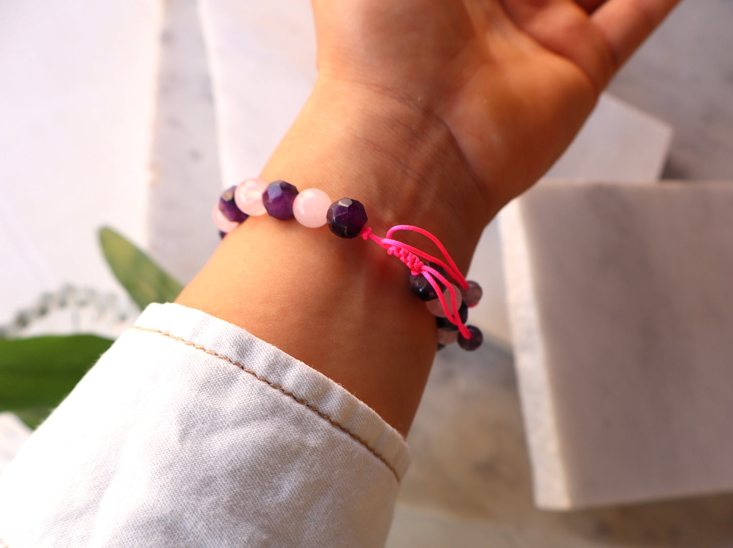 Rose Quartz, Amethyst, & Purple Agate Passion & Tranquility Bracelet