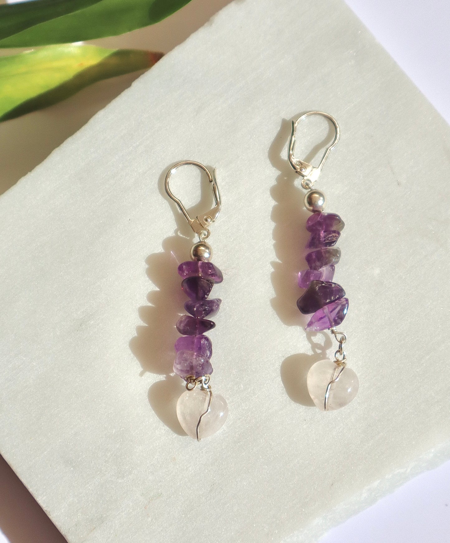 Amethyst & Rose Quartz Tranquility & Love Engancement Earrings