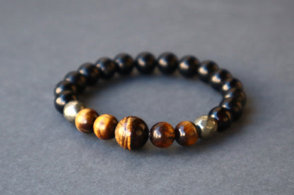 Tiger’s Eye, Pyrite, & Black Onyx Power & Abundance Bracelet