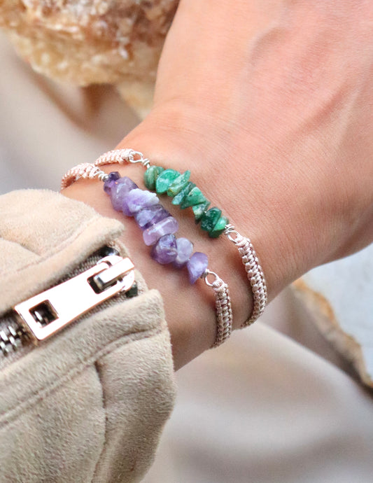 Minimalist Green Jade/Amethyst/Hematite Prosperity,Calmness, & Bone Pain Relief Bracelets