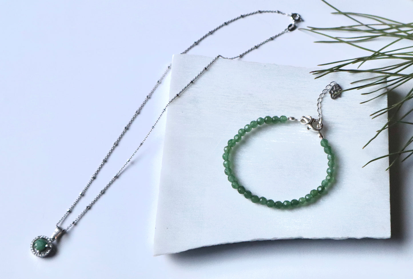 Emerald with Sterling Silver Happiness Full Set