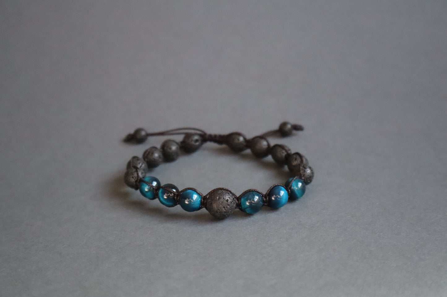 Blue Tiger’s Eye & Lava Stones Strength & Clarity Bracelet