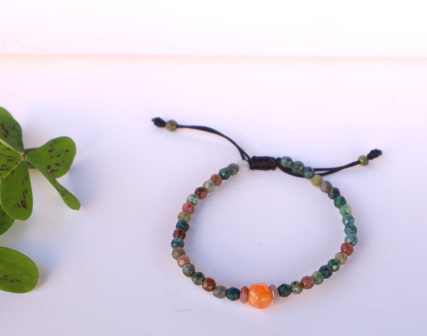 Moss Agate & Carnelian Minimalist Courage & Energy Boost Bracelet