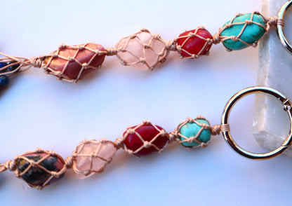 Ruby & Rhodonite Gemstones Car Crystal Rear View Mirror Charm For Positive Vibe Journey