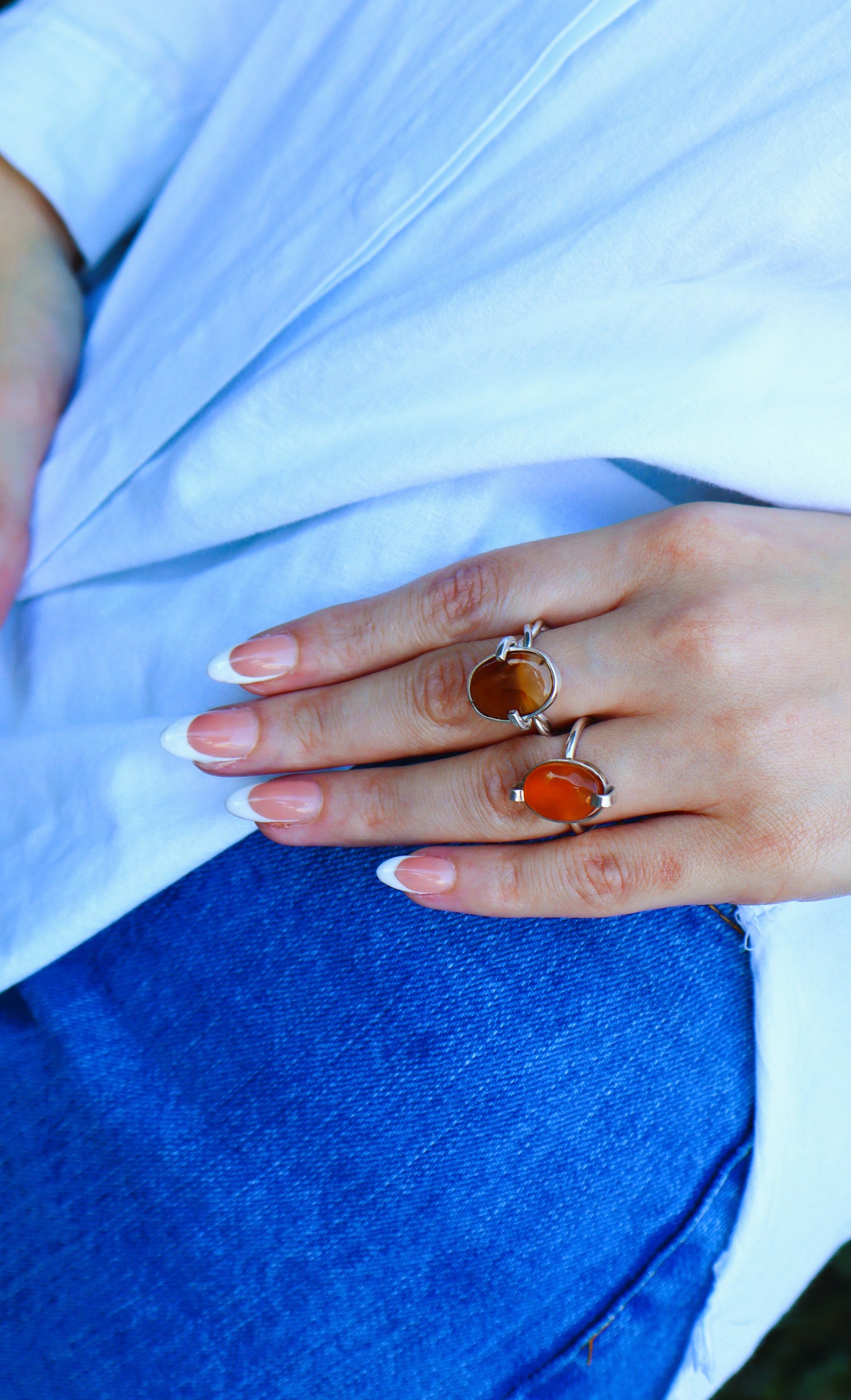 Yemeni Agate Stones & Sterling Silver Rings for Courage and Abundance