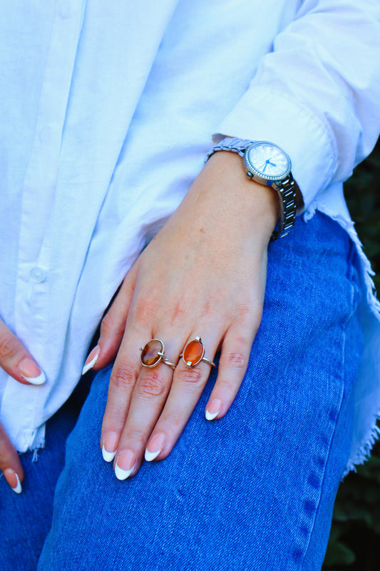 Yemeni Agate Stones & Sterling Silver Rings for Courage and Abundance