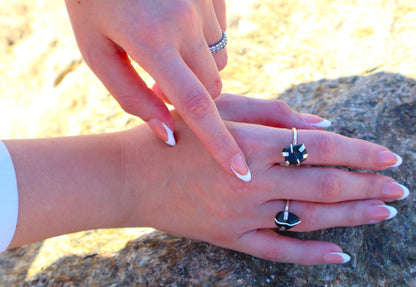 925 Sterling Silver Ring with Black Tourmaline Positive Energy Stone