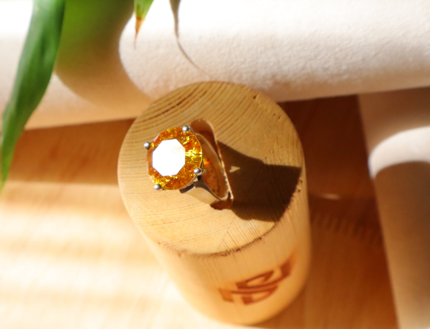 Citrine Stone with 925 Sterling Silver Ring for Abundance & Wealth