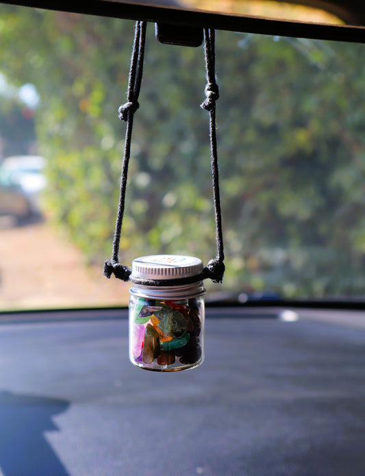 Gemstones Car's Rear Mirror Jar Charm for Positive Vibe Tours