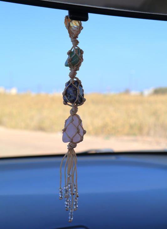 Citrine & Jade Car's Rear Mirror Crystal Charm for Positive Vibes Tours