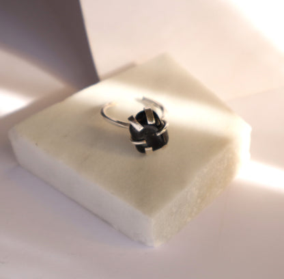 925 Sterling Silver Ring with Black Tourmaline Positive Energy Stone