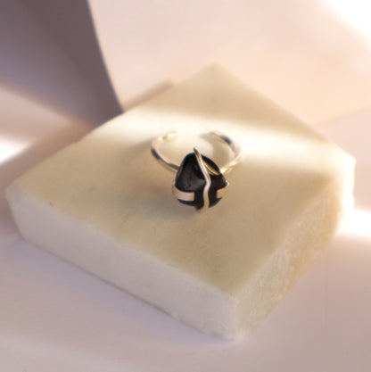 925 Sterling Silver Ring with Black Tourmaline Positive Energy Stone