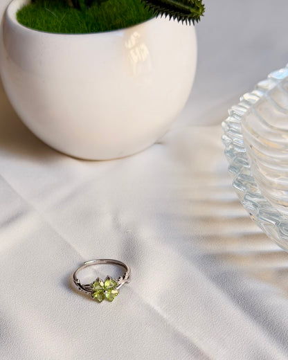 Blue Topaz, Citrine, Amethyst, & Peridot 925 Sterling Silver Adjustable Flower Rings