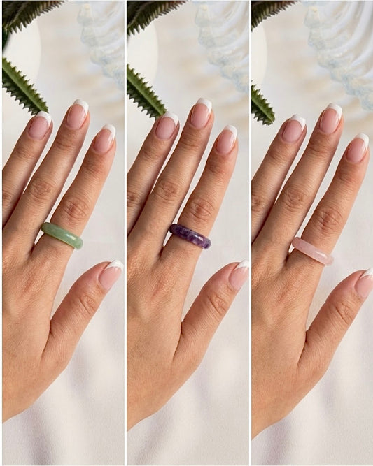 Natural Gemstones Rings; Amethyst, Rose Quartz, & Aventurine