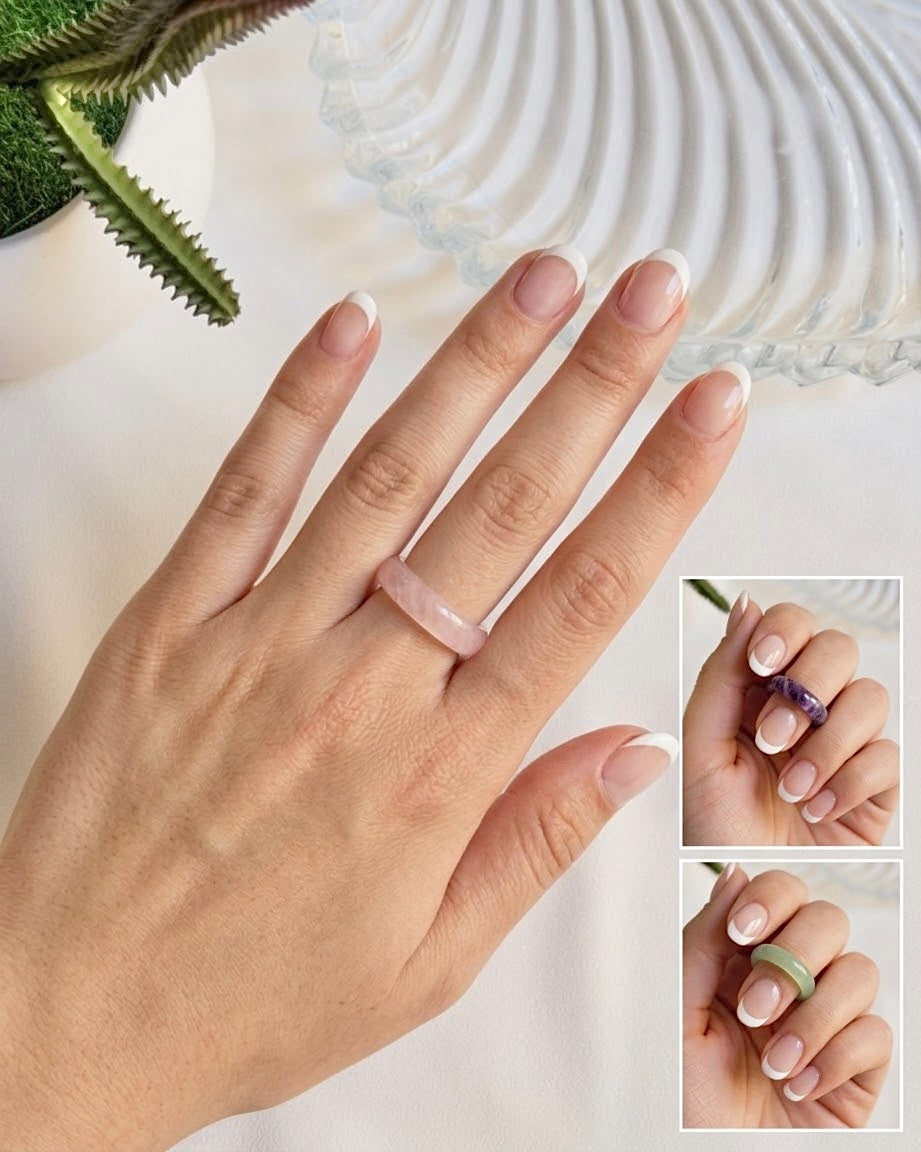Natural Gemstones Rings; Amethyst, Rose Quartz, & Aventurine
