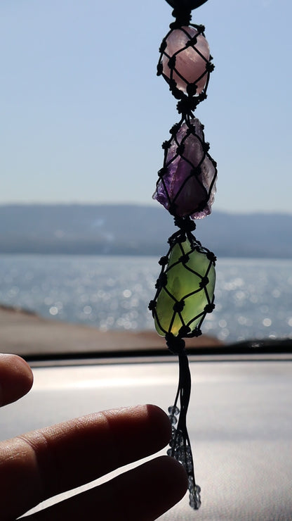 Citrine Car Crystal Rear View Mirror Charm For Positive Vibe Journey